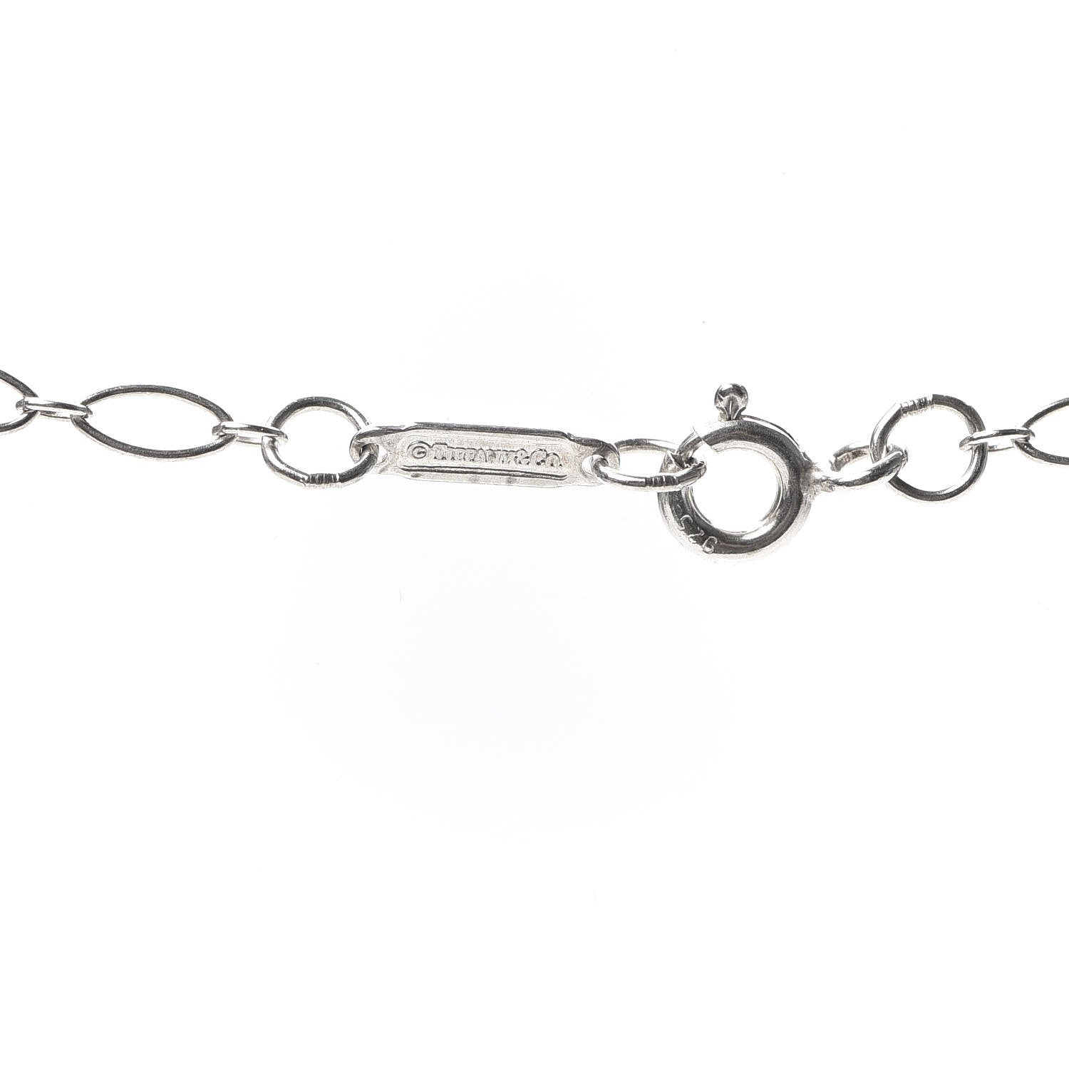 Tiffany Sterling Silver Diamond Large Daisy Key Pendant Link Necklace 4 of 5