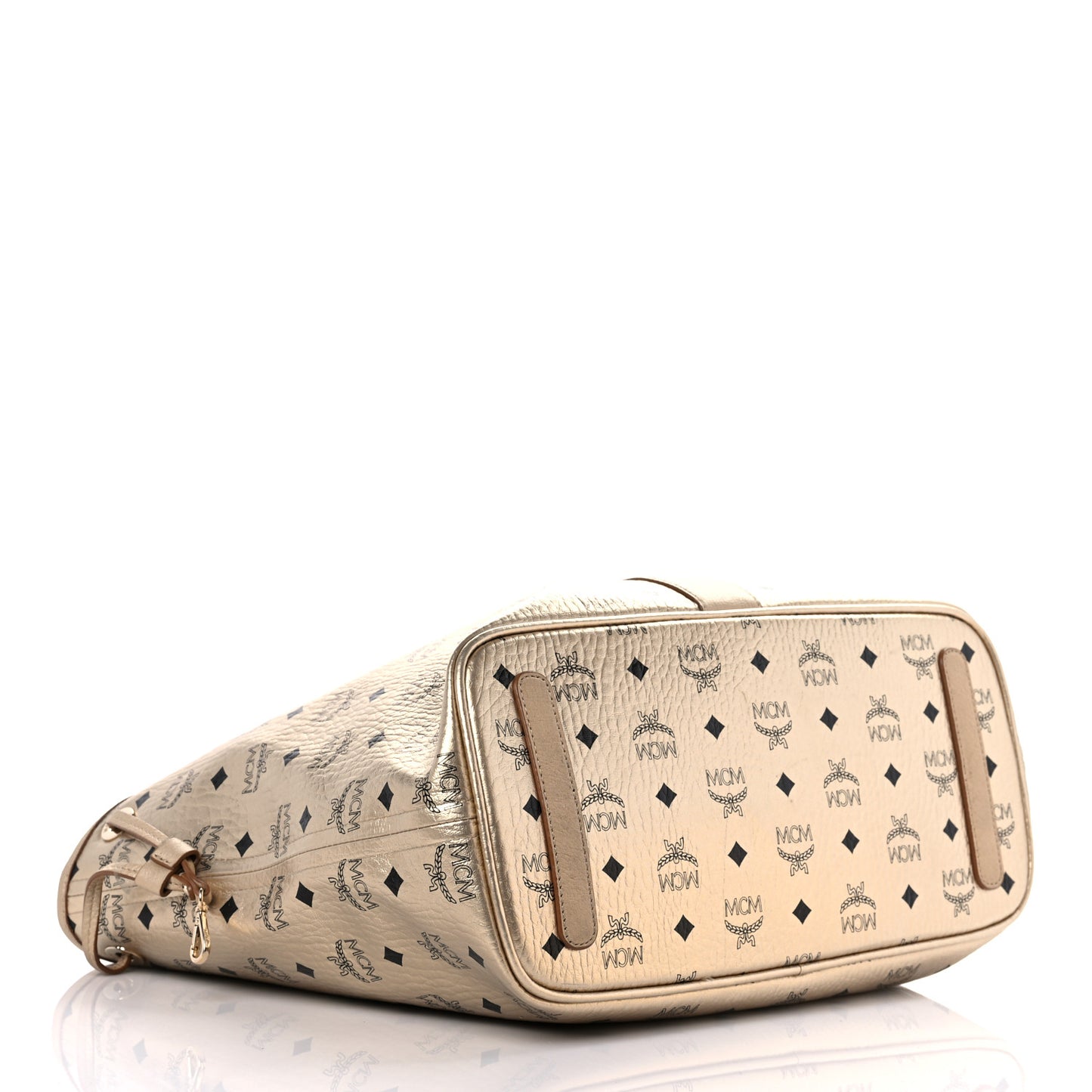 Metallic Visetos Medium Liz Reversible Shopper Tote Gold