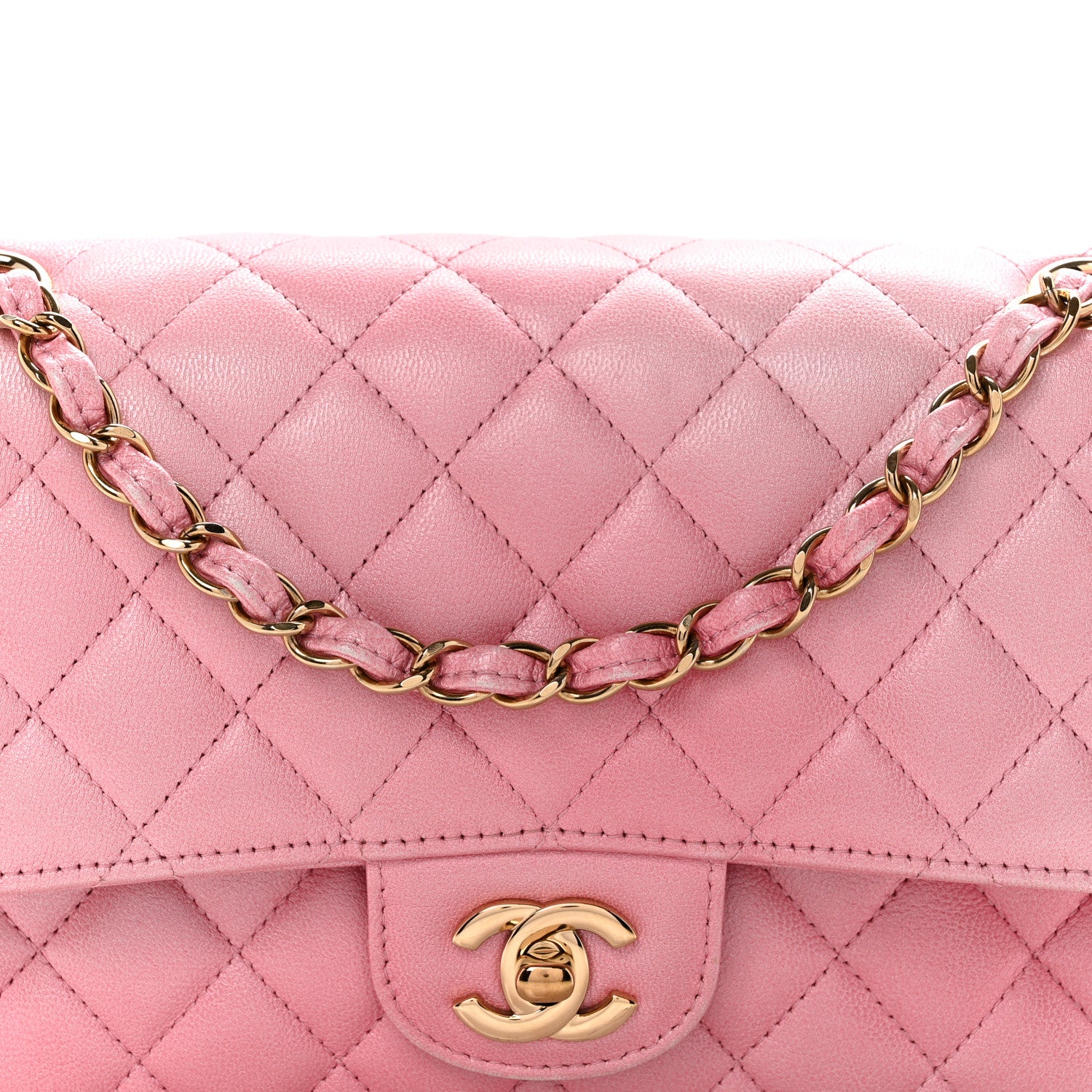 Chanel Cloudy Pearly Goatskin Quilted Medium Double Flap Pink 8 of 17
