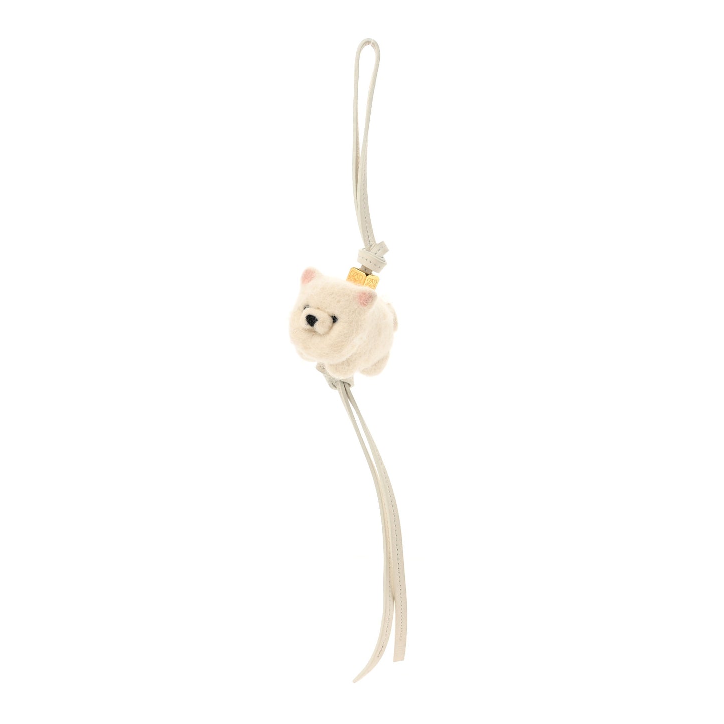 Calfskin Felt Chow Chow Bag Charm Soft White