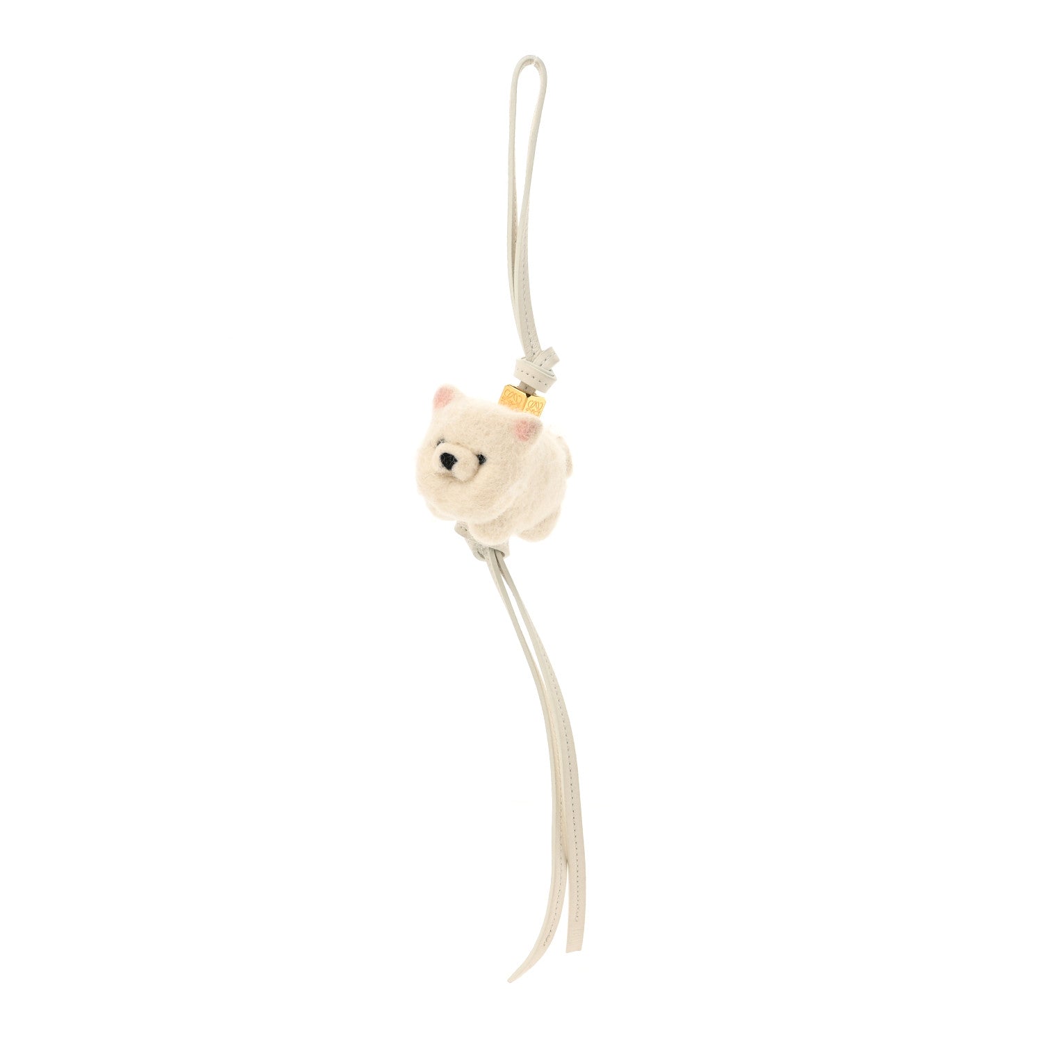 Loewe Calfskin Felt Chow Chow Bag Charm Soft White 1 of 5