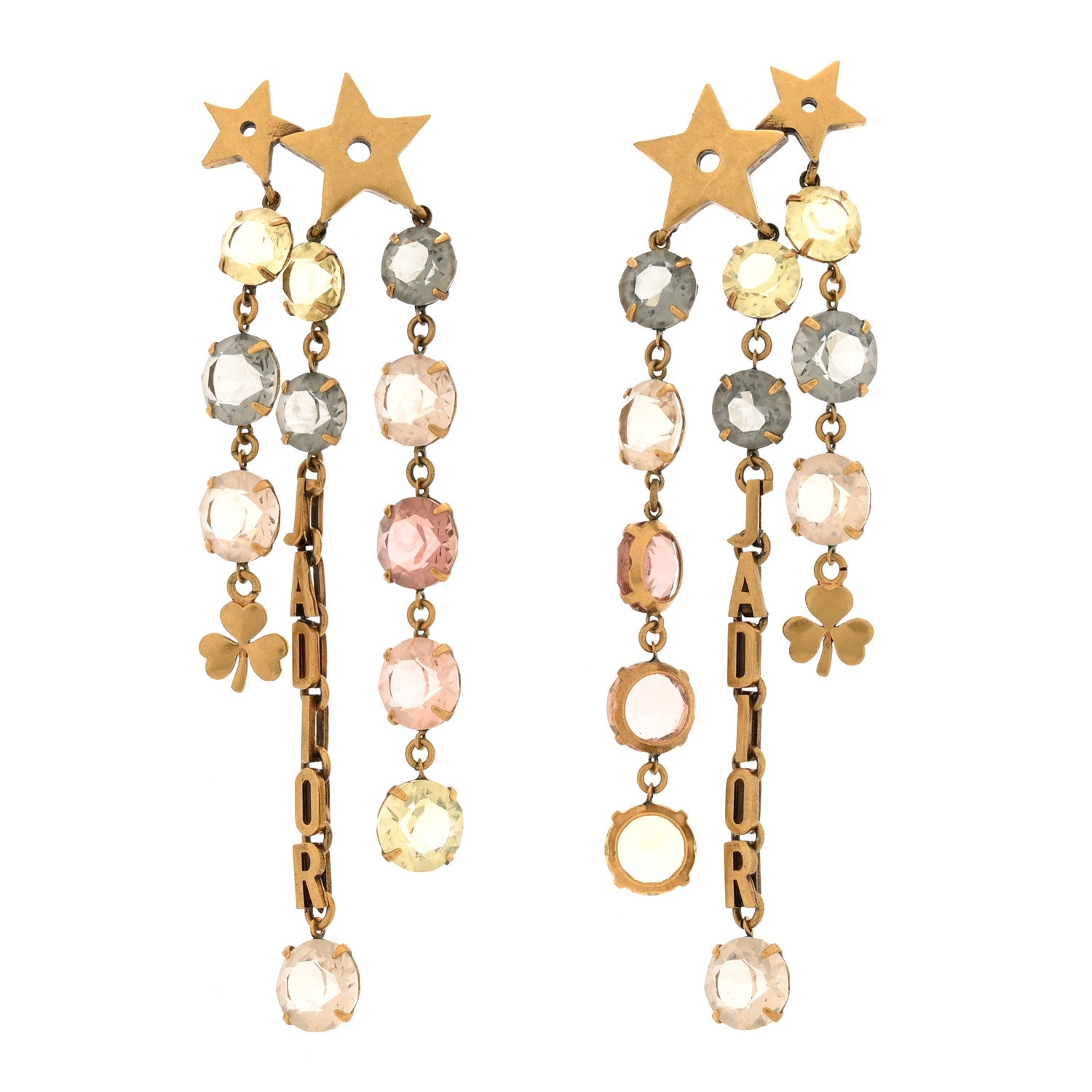 Christian Dior Crystal J'adior Star Drop Earrings Aged Gold Multicolor 1 of 5