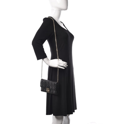Christian Dior Lambskin Cannage Miss Dior Chain Wallet Black 3 of 10