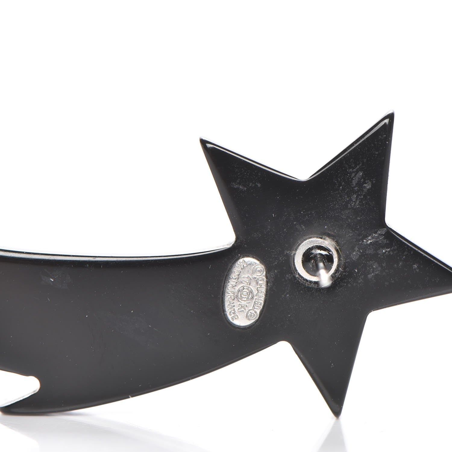 Chanel Resin Crystal CC Shooting Star Earrings Silver Purple 5 of 6