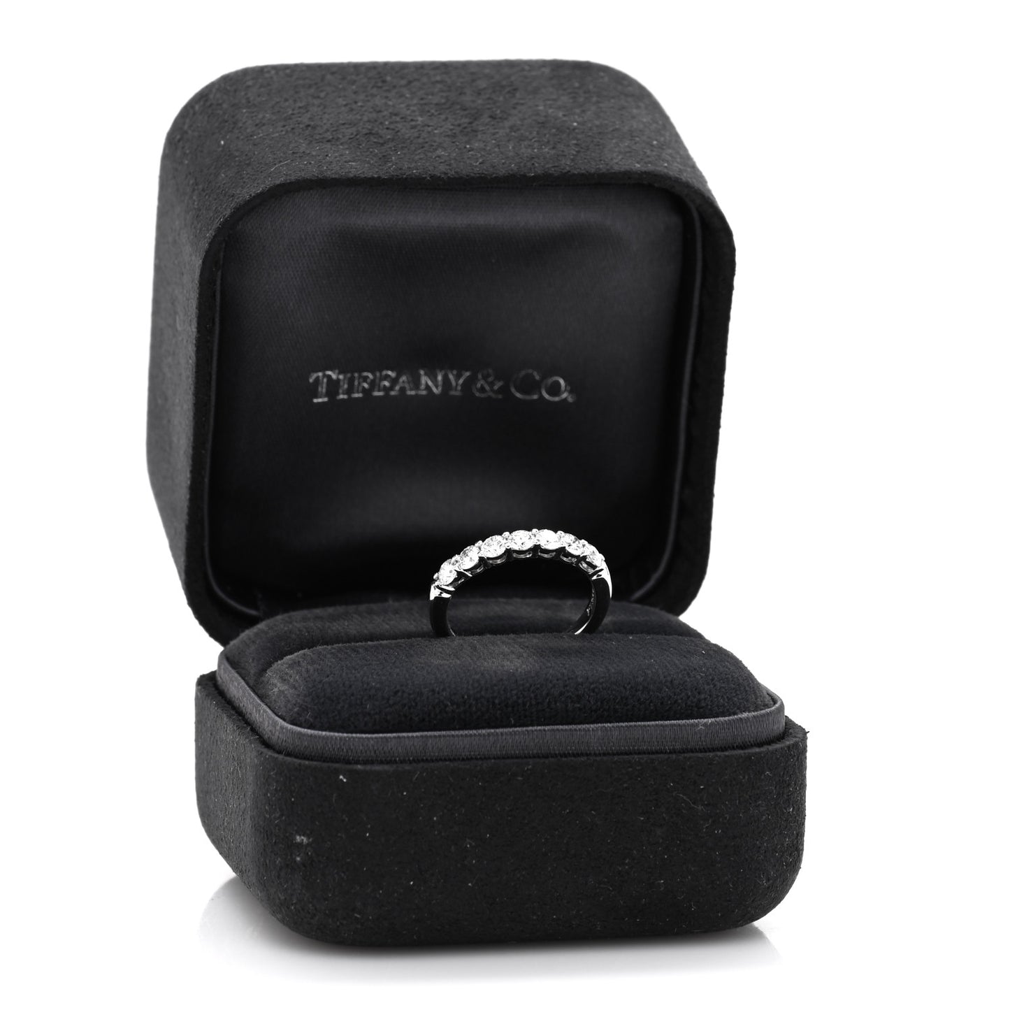 Platinum Diamond 3mm Tiffany Forever Half Circle Band Ring 50 5.25