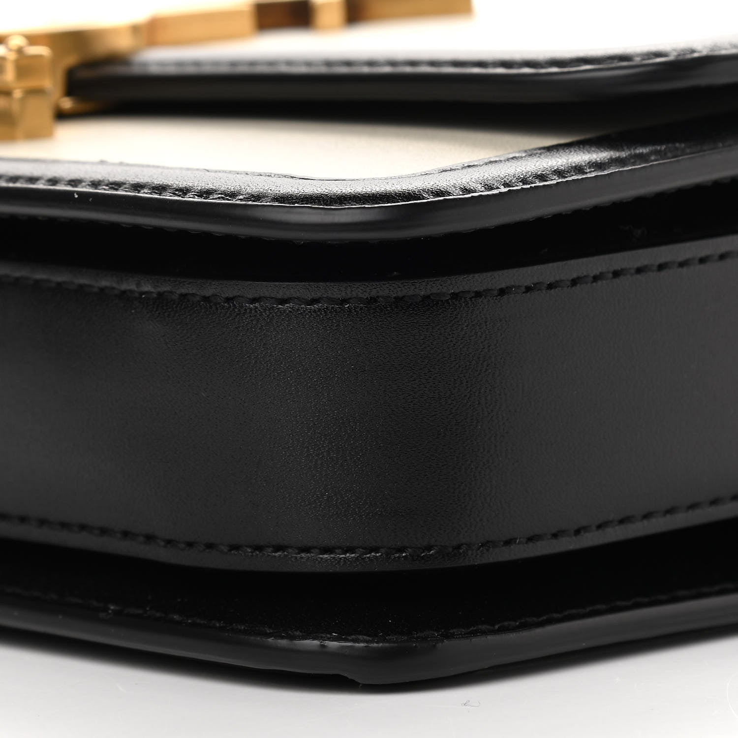 Saint Laurent Smooth Calfskin Small Two-tone Solferino Satchel Ivory Natural Black 8 of 10