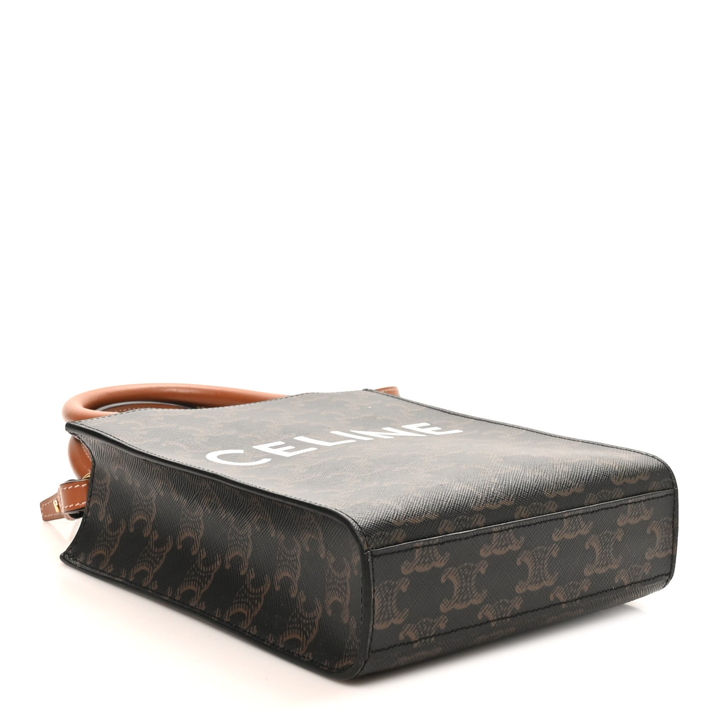 Triomphe Canvas Calfskin Mini Vertical Cabas Tan