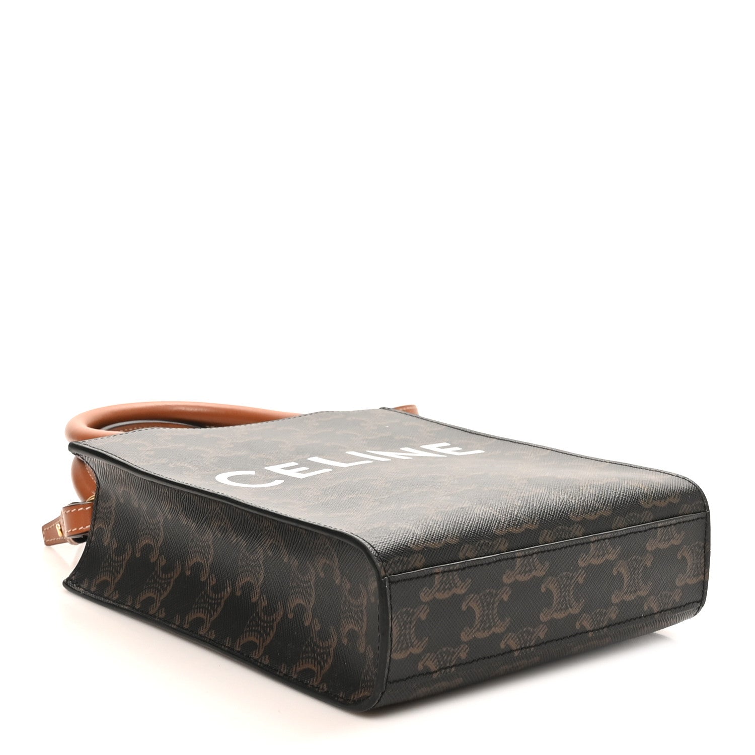Celine Triomphe Canvas Calfskin Mini Vertical Cabas Tan 4 of 9