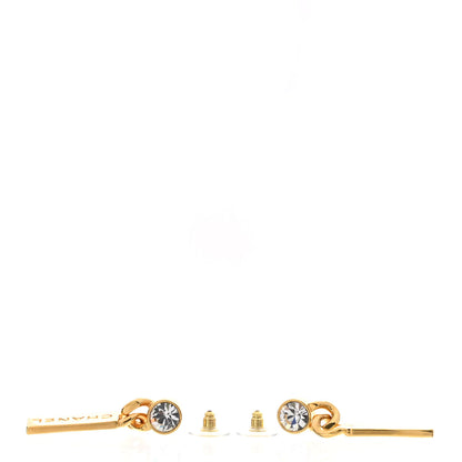 Chanel Crystal Tag Drop Earrings Gold 3 of 4