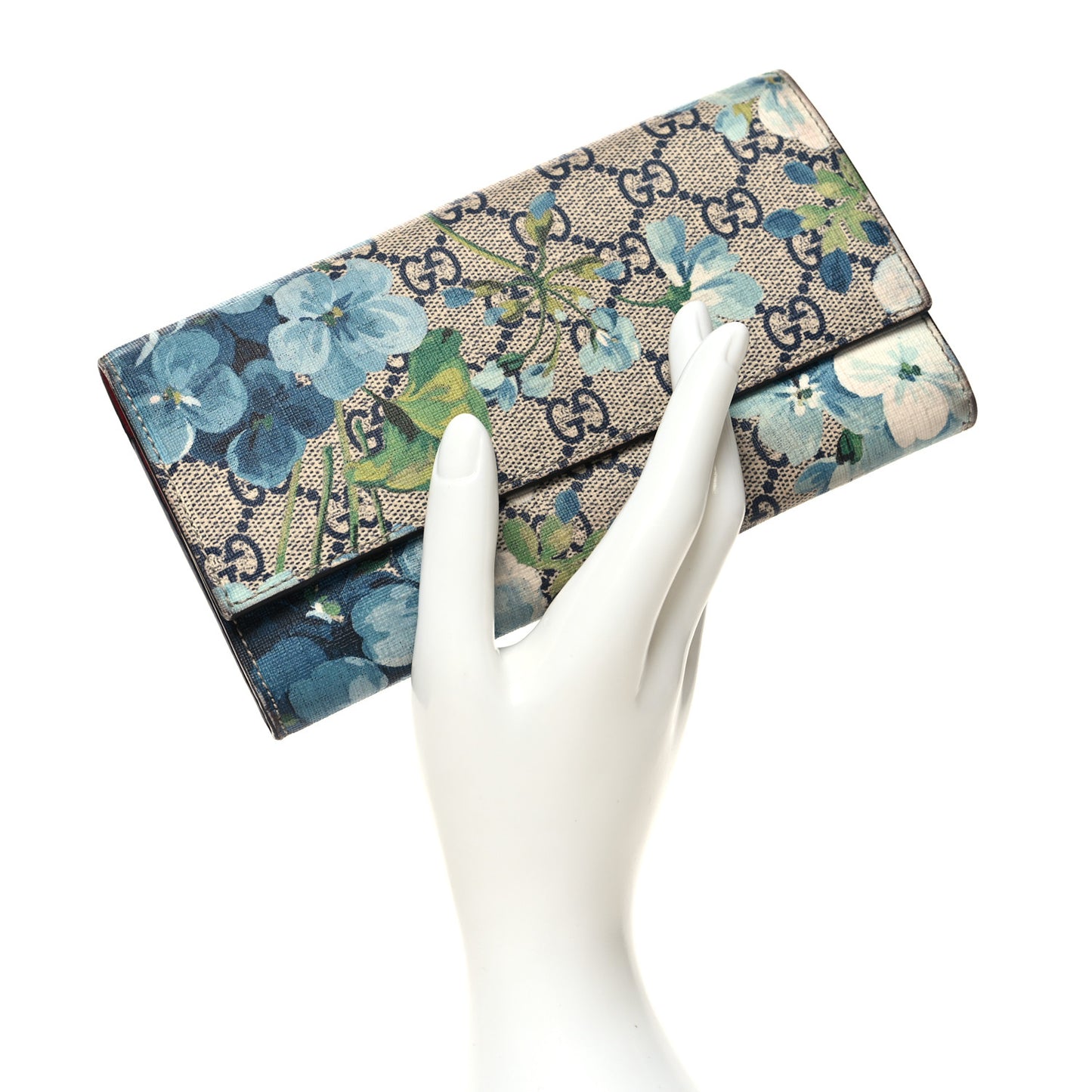 GG Supreme Monogram Blooms Continental Wallet Blue