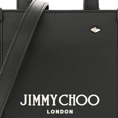 Jimmy Choo Smooth Calfskin Logo Mini Tote Black White 8 of 12