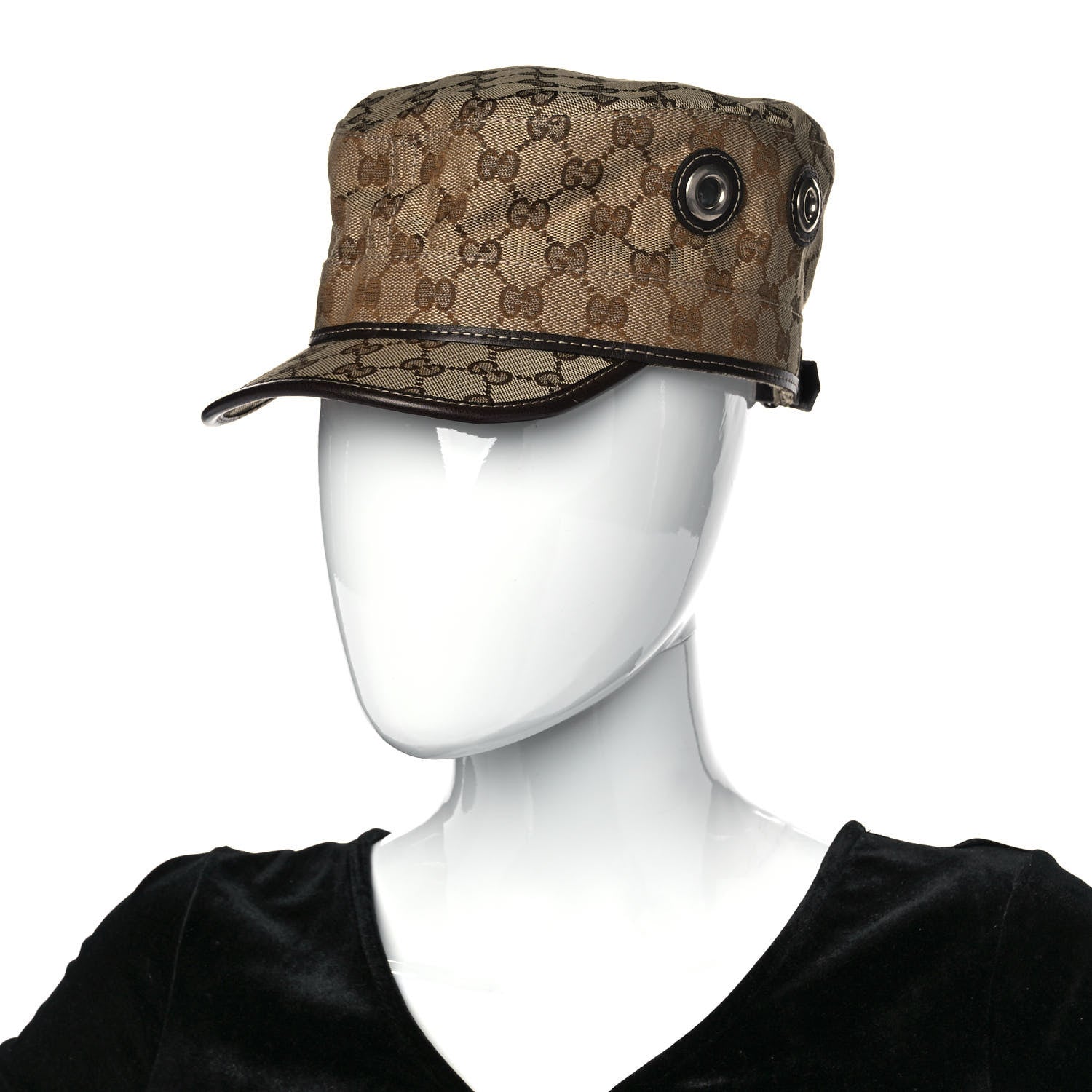 Gucci Monogram Military Hat XL Brown 2 of 8