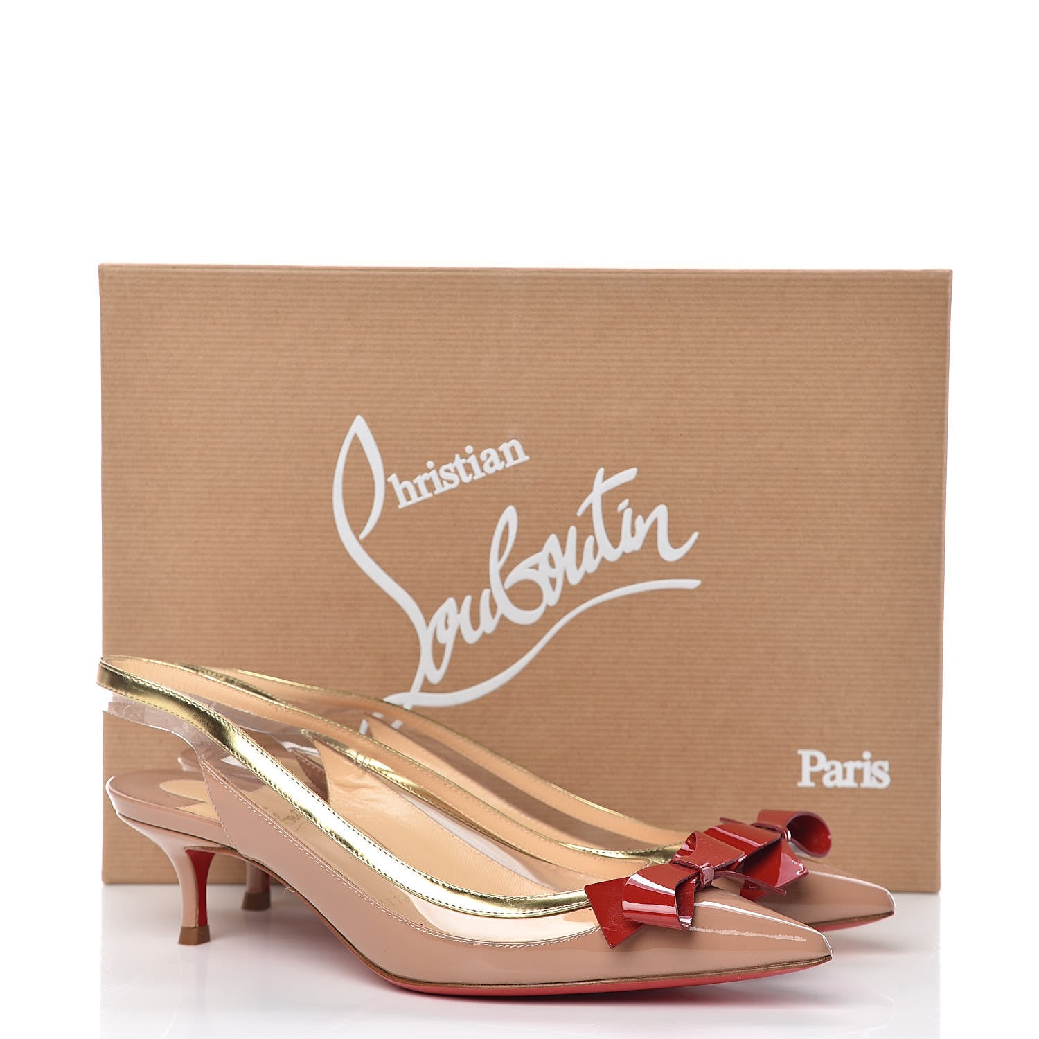 Christian Louboutin Patent PVC Suspenodo Sling 45 Pumps 36 Nude 8 of 8