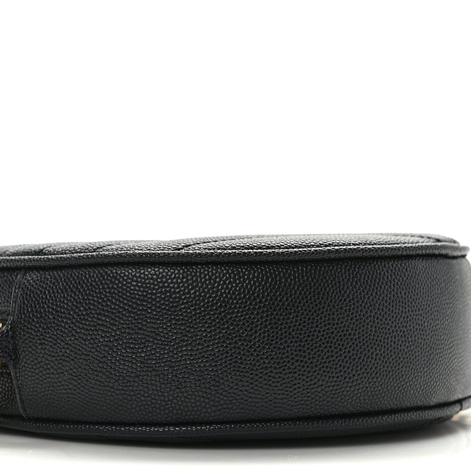 Saint Laurent Grain De Poudre Matelasse Chevron Quilted Round Vinyle Camera Bag Black 9 of 13
