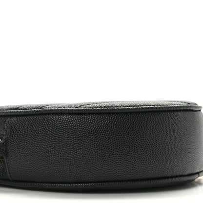 Saint Laurent Grain De Poudre Matelasse Chevron Quilted Round Vinyle Camera Bag Black 9 of 13