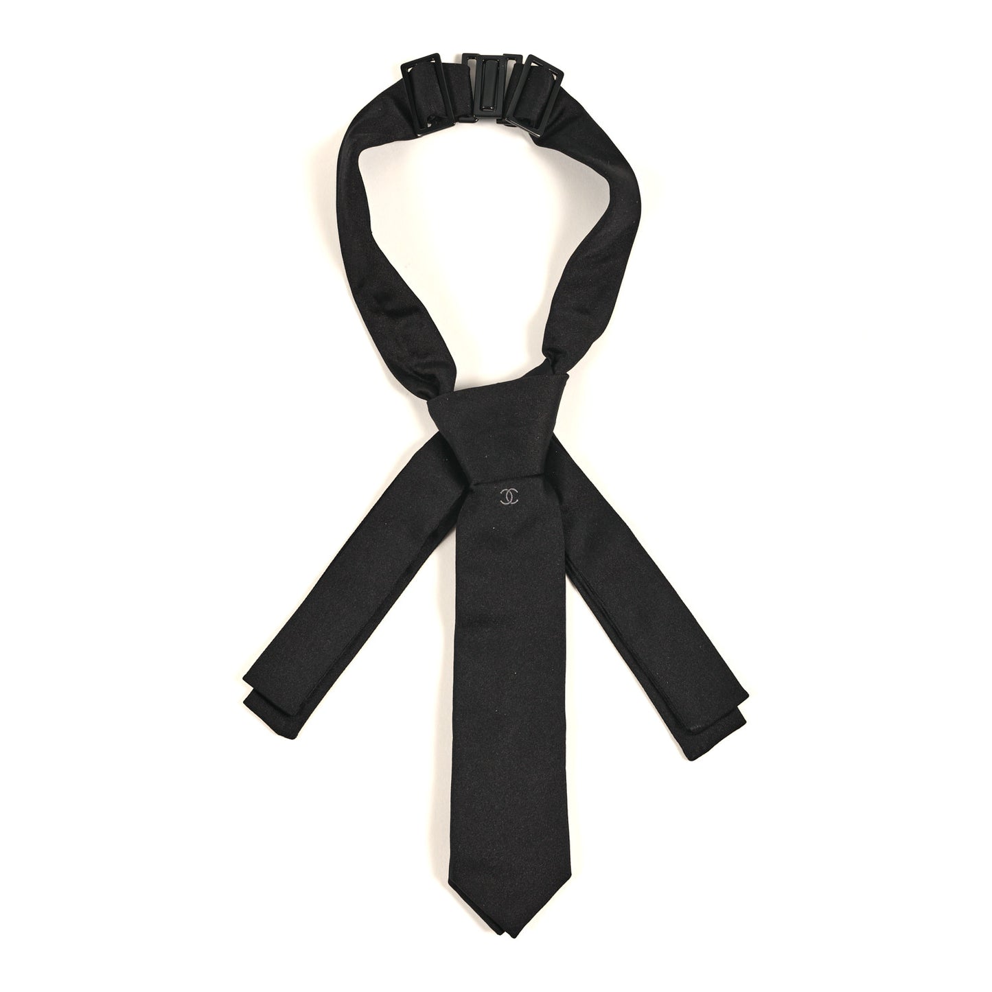Silk CC Multi Strand Neck Tie Black