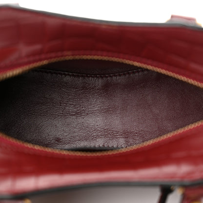 Balenciaga Semi Shiny Calfskin Crocodile Embossed Neo Classic Gold Hardware Mini City Dark Red 5 of 12