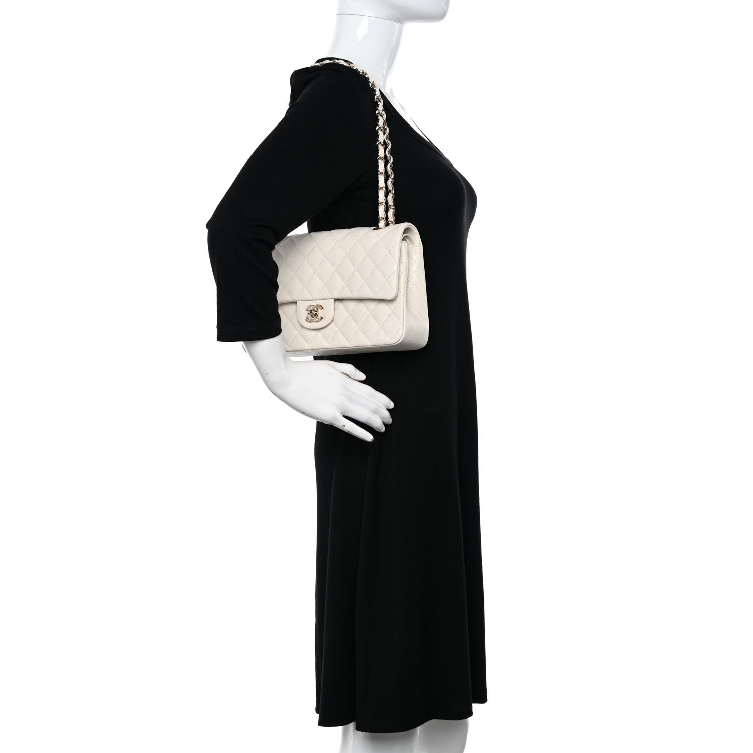 Chanel Caviar Quilted Medium Double Flap White 2 of 13