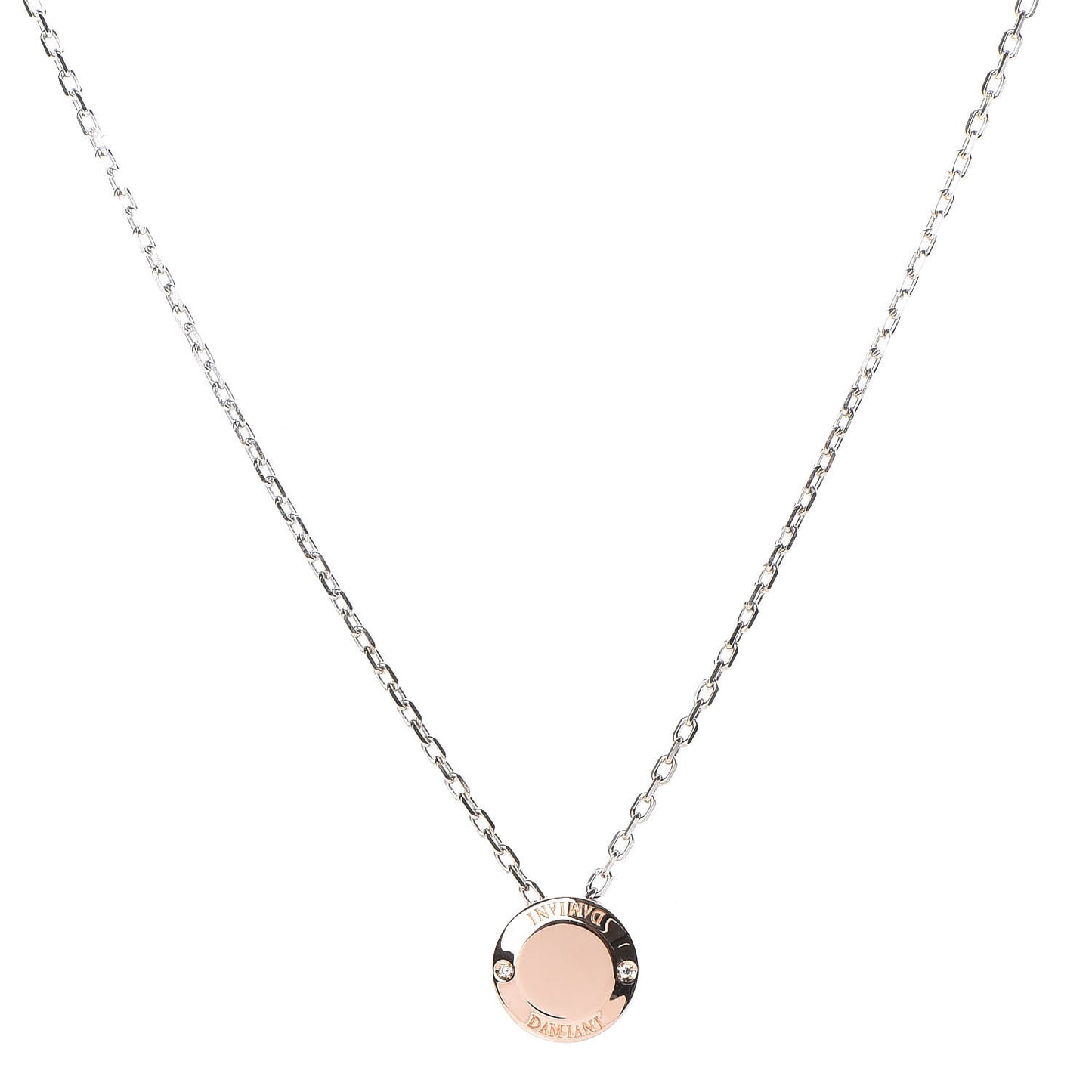18K White Pink Gold Diamond Blasoni Pendant Necklace