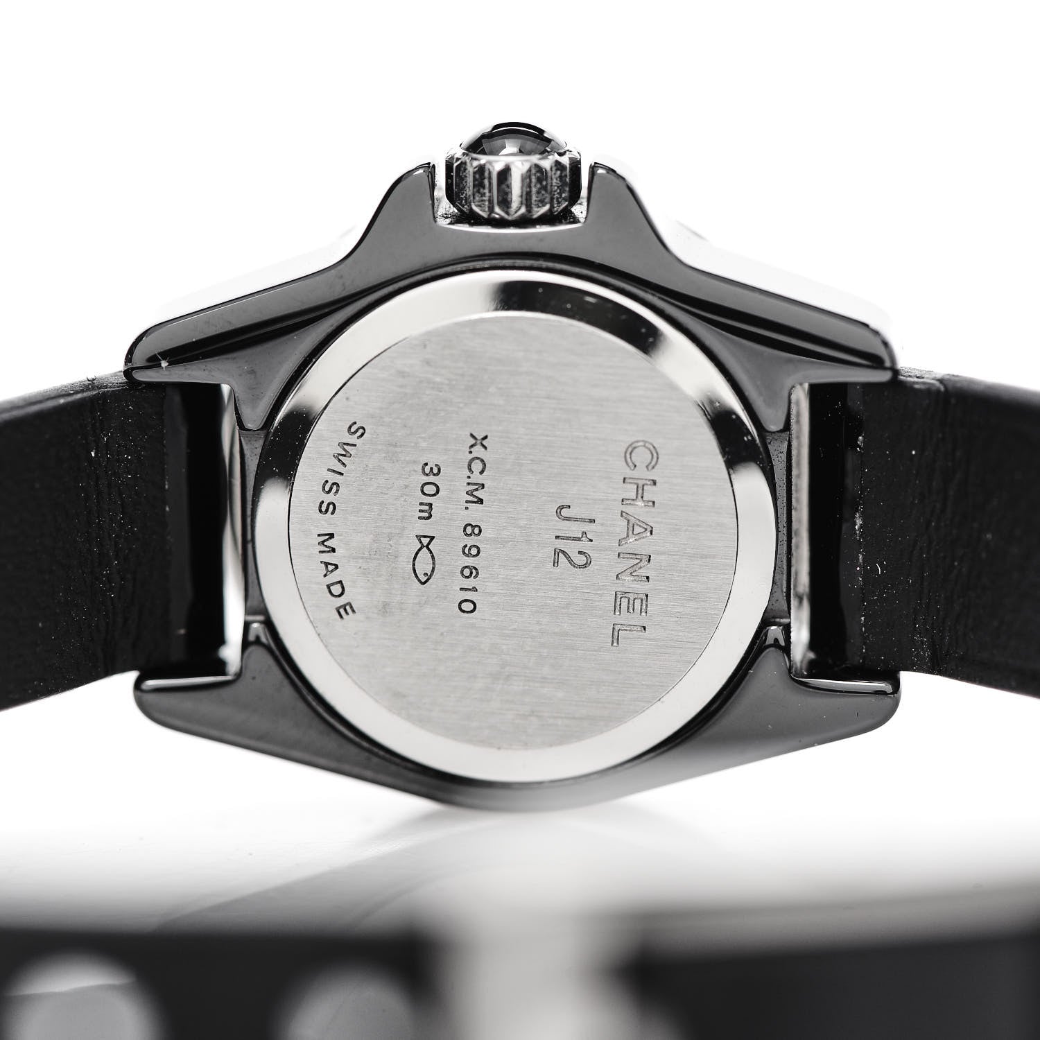 Chanel Stainless Steel Patent Calfskin Ceramic Diamond 19mm J12-XS Glove Watch Black 6 of 13