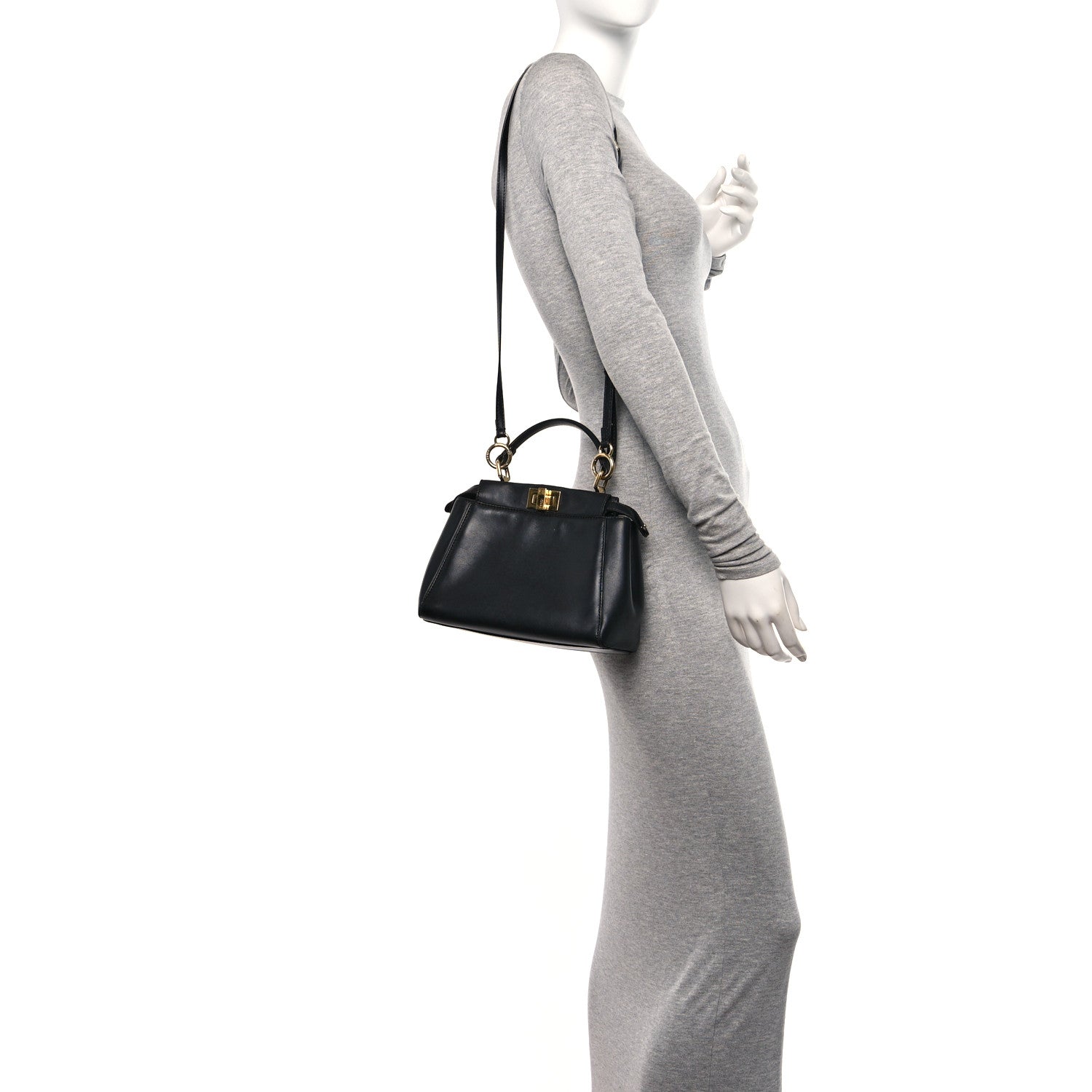 Fendi Nappa Mini Peekaboo Iconic Satchel Black 2 of 10