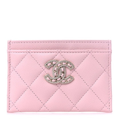 Chanel Caviar Quilted Crystal Card Holder Pink 1 of 8