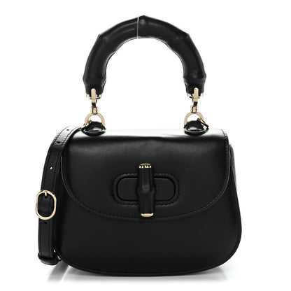 Gucci Boarded Dyana Lux Calfskin Web Monochrome Mini Bamboo 1947 Top Handle Bag Black 1 of 14