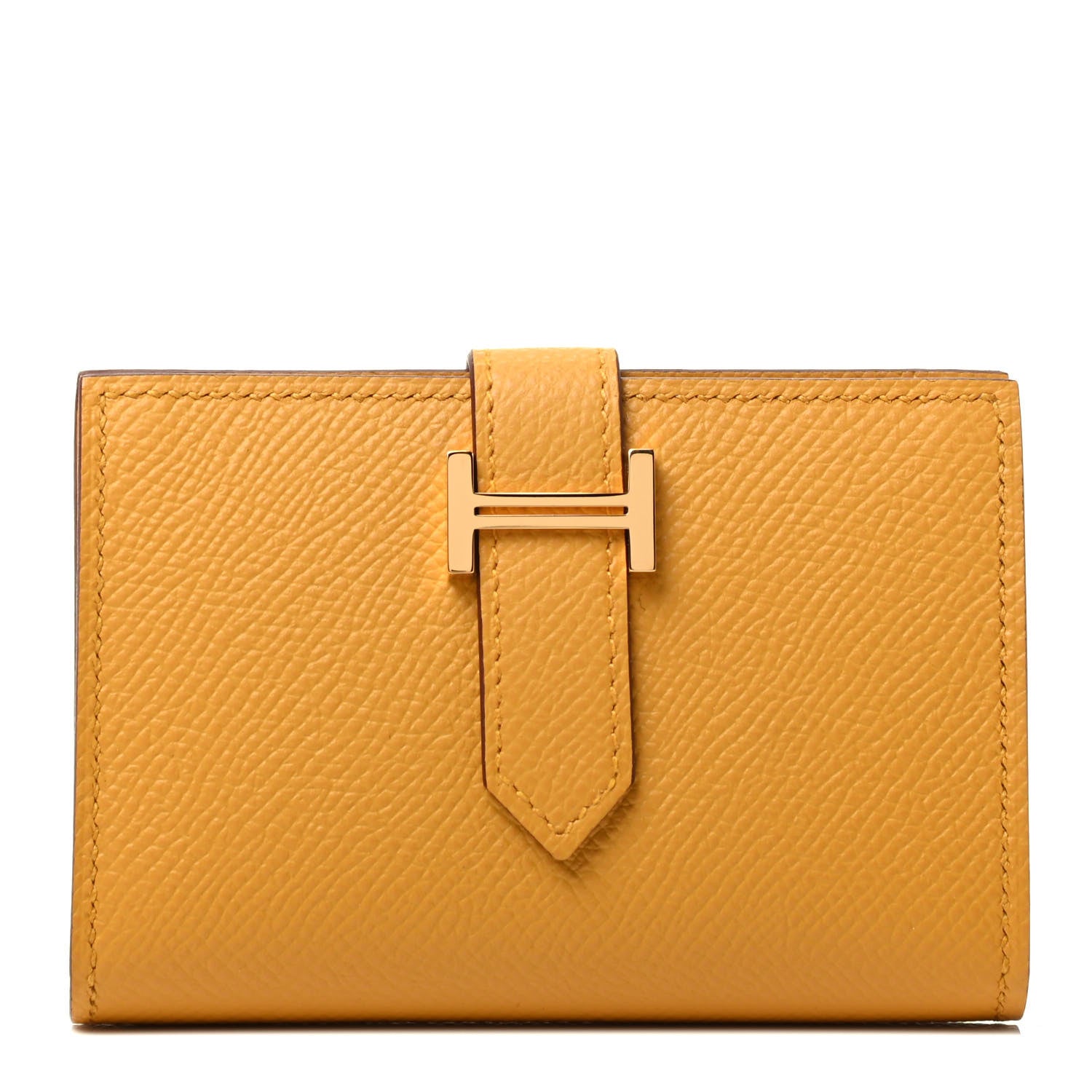 Hermes Epsom Bearn Card Holder Wallet Jaune Ambre 1 of 3