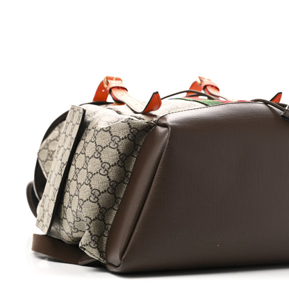 Gucci GG Supreme Monogram Medium Ophidia Double Buckle Backpack Beige Ebony Neon Orange 8 of 9