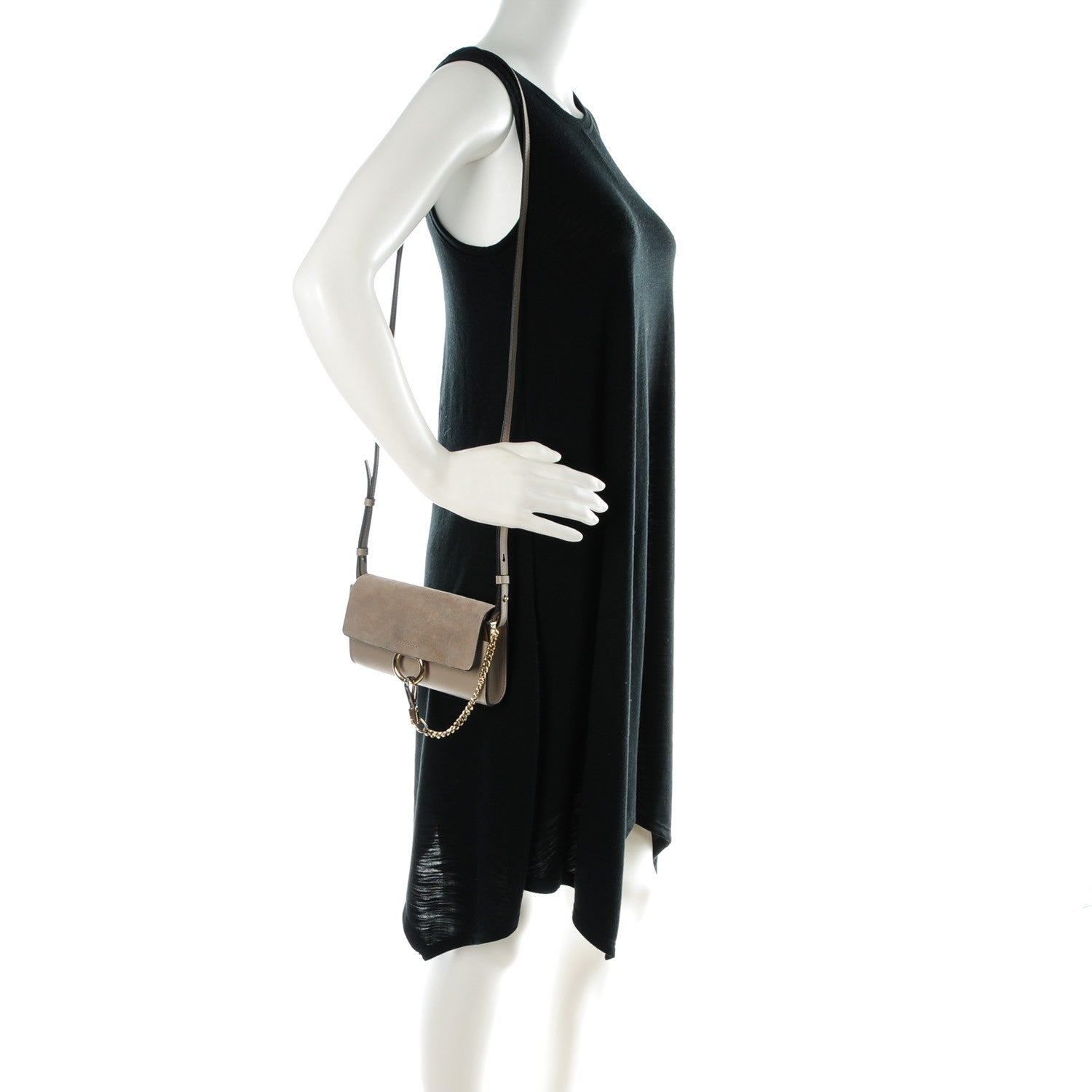 Chloe Suede Calfskin Faye Wallet On Strap Motty Grey 2 of 7