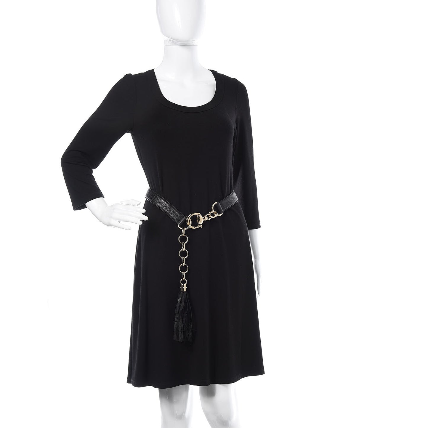 Calfskin Horsebit Tassel Belt 80 32 Black
