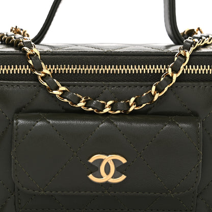 Chanel Lambskin Quilted Polly Pocket East West Top Vanity With Chain Khaki 8 of 10