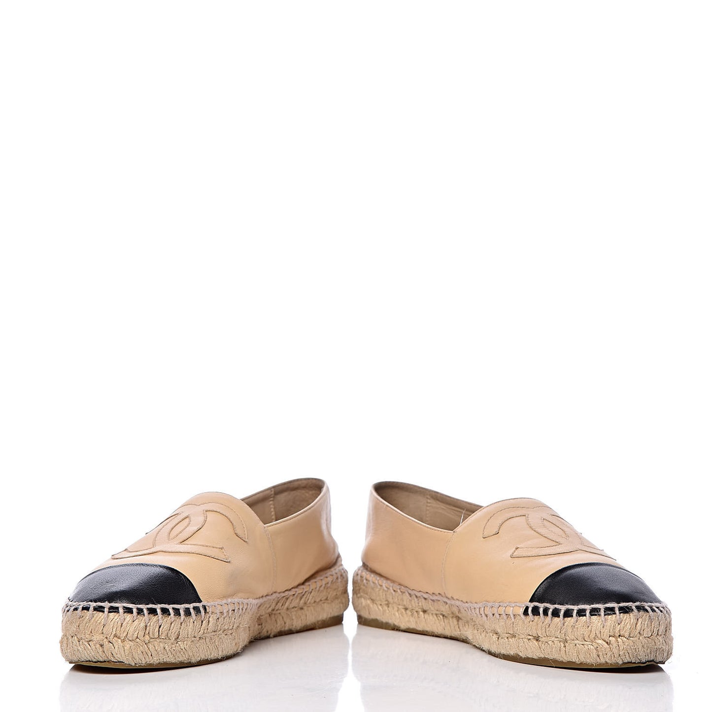 Lambskin CC Espadrilles 38 Beige Black