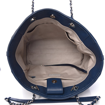 Chanel Glazed Calfskin Small Deauville Tote Blue 5 of 26