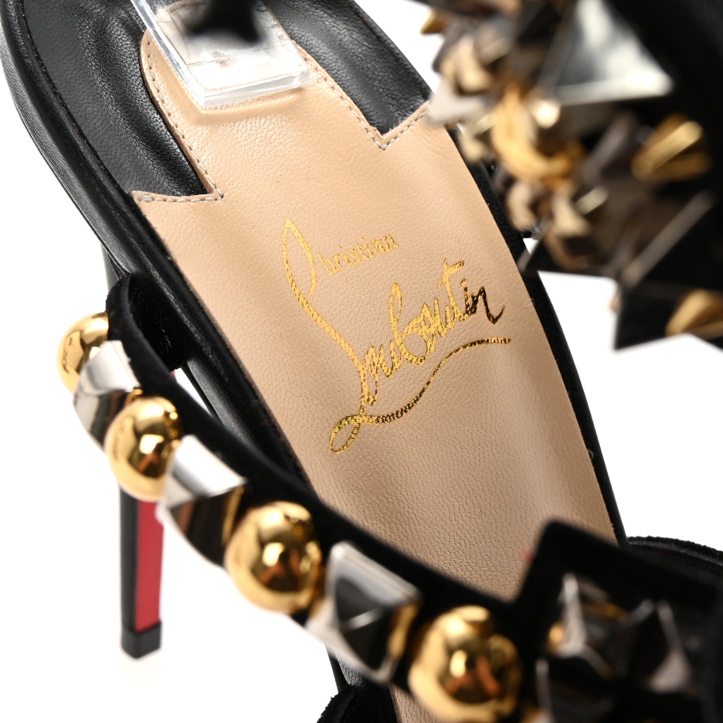 Shiny Nappa Studded Kaleikita 100 Sandals 38.5 Black