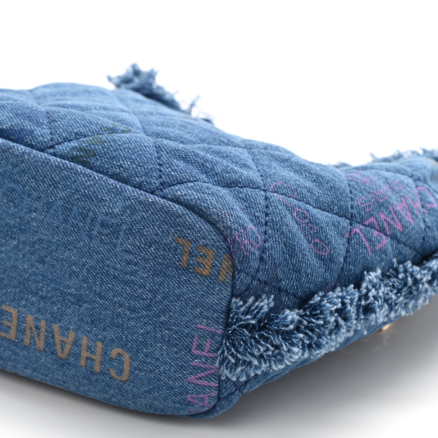 Chanel Denim Quilted Mood Bucket With Chain Blue Multicolor 10 of 10