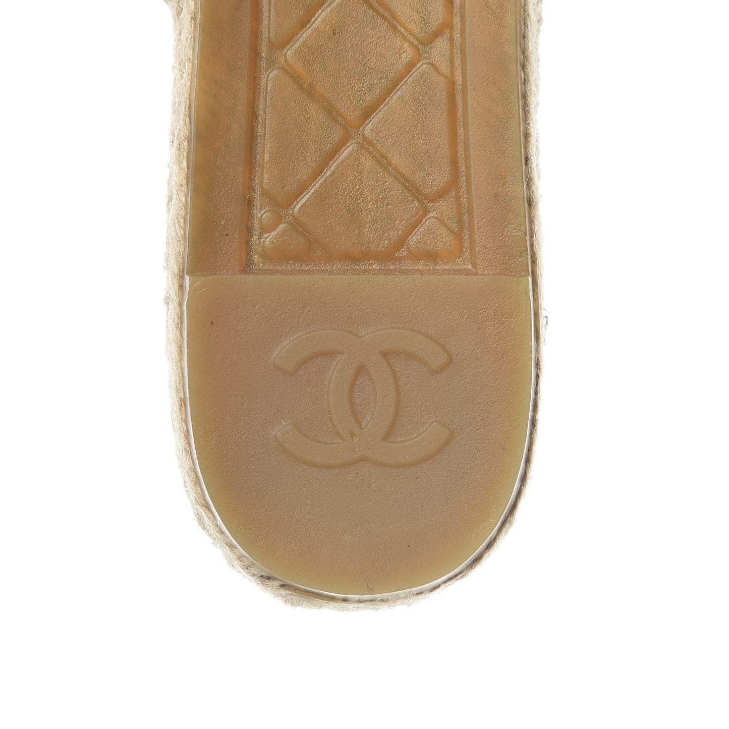 Lambskin Grosgrain Quilted CC Chain Espadrille Mules 39 Black Navy