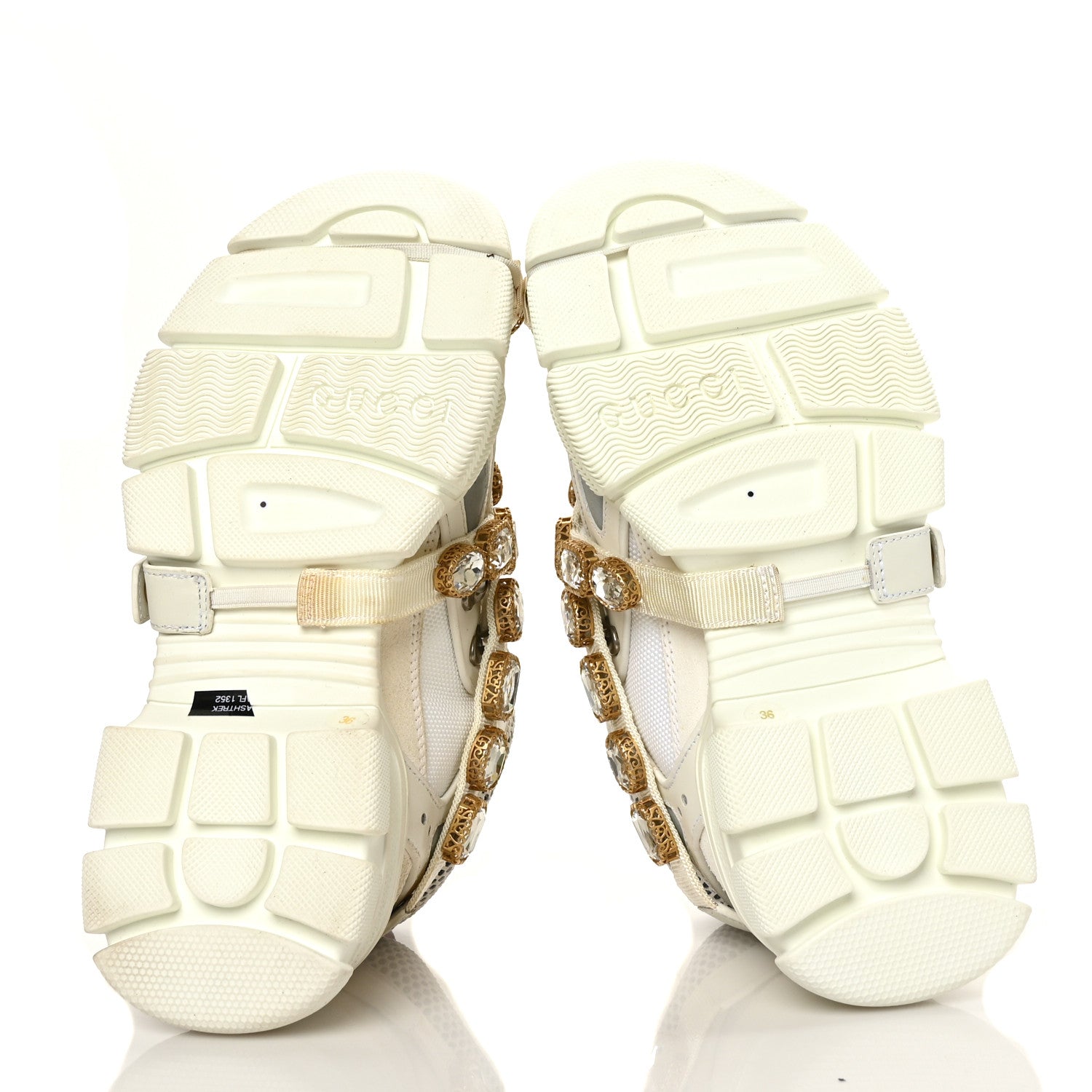 Gucci X SEGA Mesh Calfskin Suede Removable Crystals Womens Flashtrek Sneakers 36 Great White 5 of 9