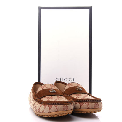 Gucci GG Monogram Suede Mens Driver Loafers 9 Beige Ruggine Cuir 11 of 11