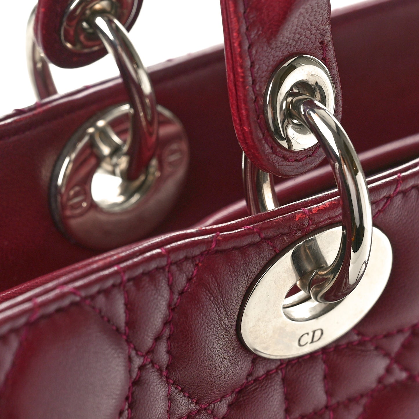 Lambskin Cannage Large Lady Dior Burgundy