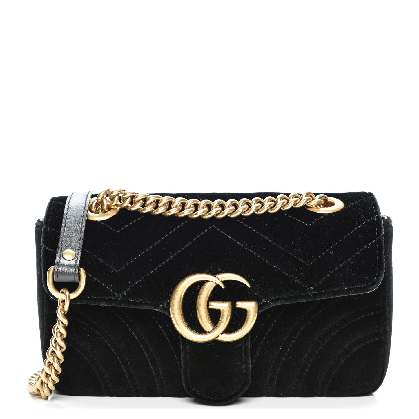 Velvet Matelasse Mini GG Marmont Shoulder Bag Black