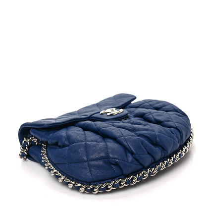 Chanel Washed Lambskin Quilted Medium Chain Around Messenger Blue 4 of 8