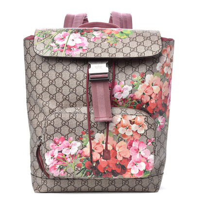 Gucci GG Supreme Monogram Blooms Medium Single Buckle Backpack Beige Multicolor Dry Rose 1 of 9