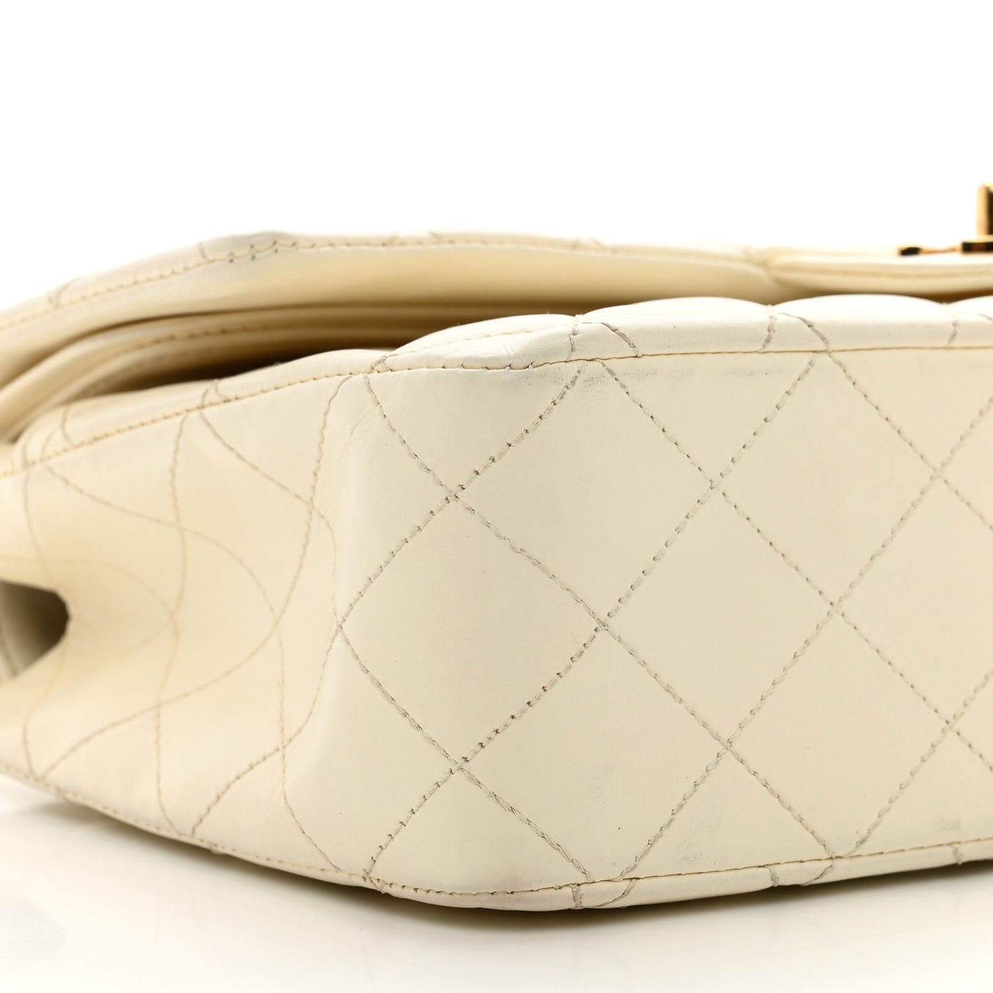 Lambskin Quilted Medium Double Flap White