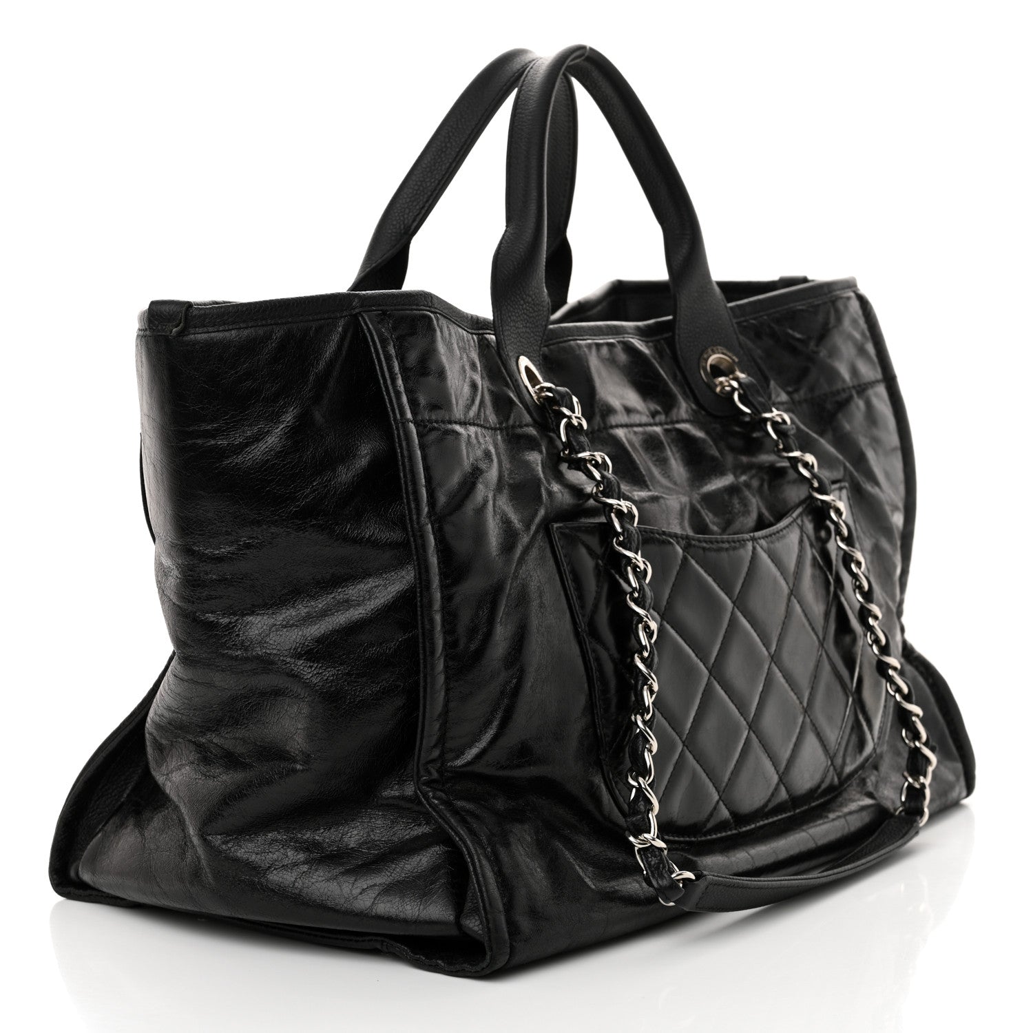 Chanel Glazed Calfskin Medium Deauville Tote Black 3 of 15