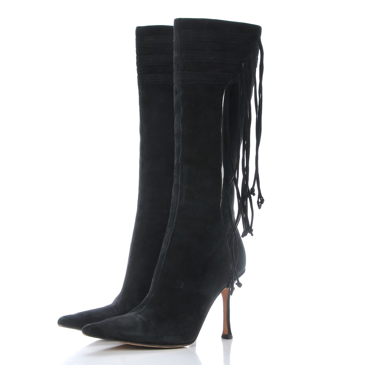 Suede Gloria Fringe Boots 38.5 Black