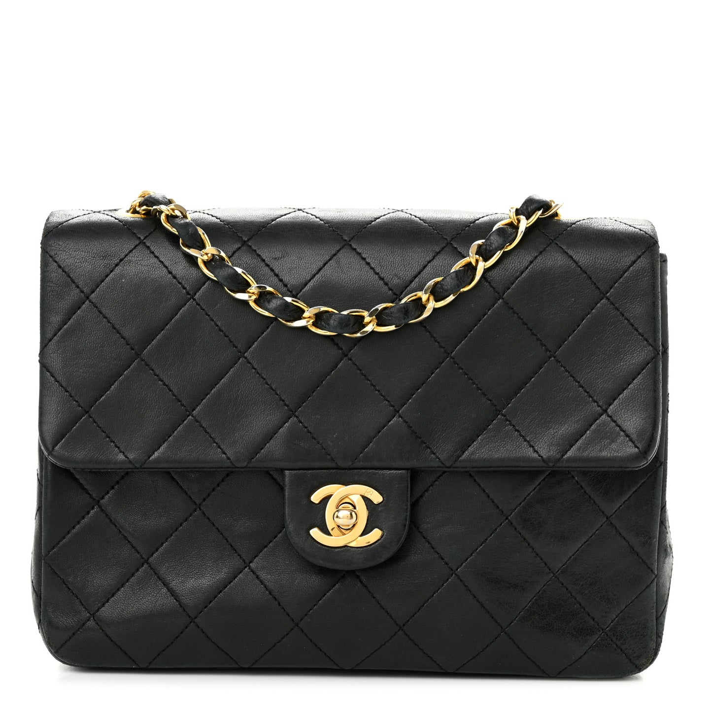 Lambskin Quilted Small Single Flap Black