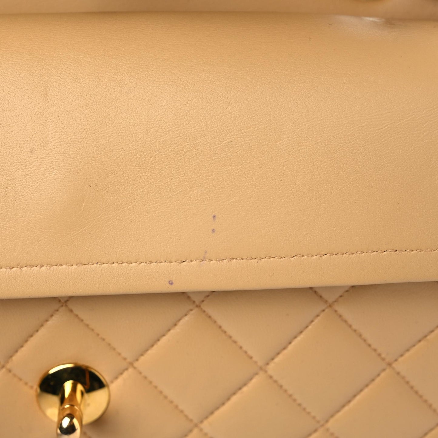 Lambskin Quilted Small Double Flap Beige