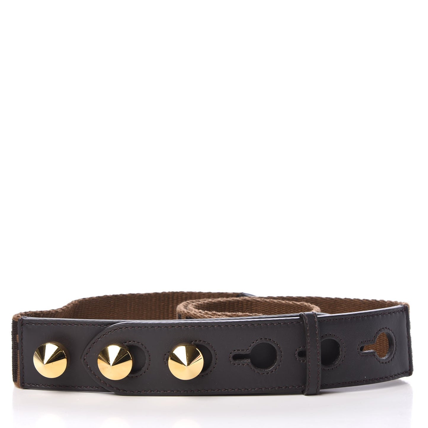 Ribbon Vitello Century FF 1974 Studded Strap You Fango Marrone Ebano