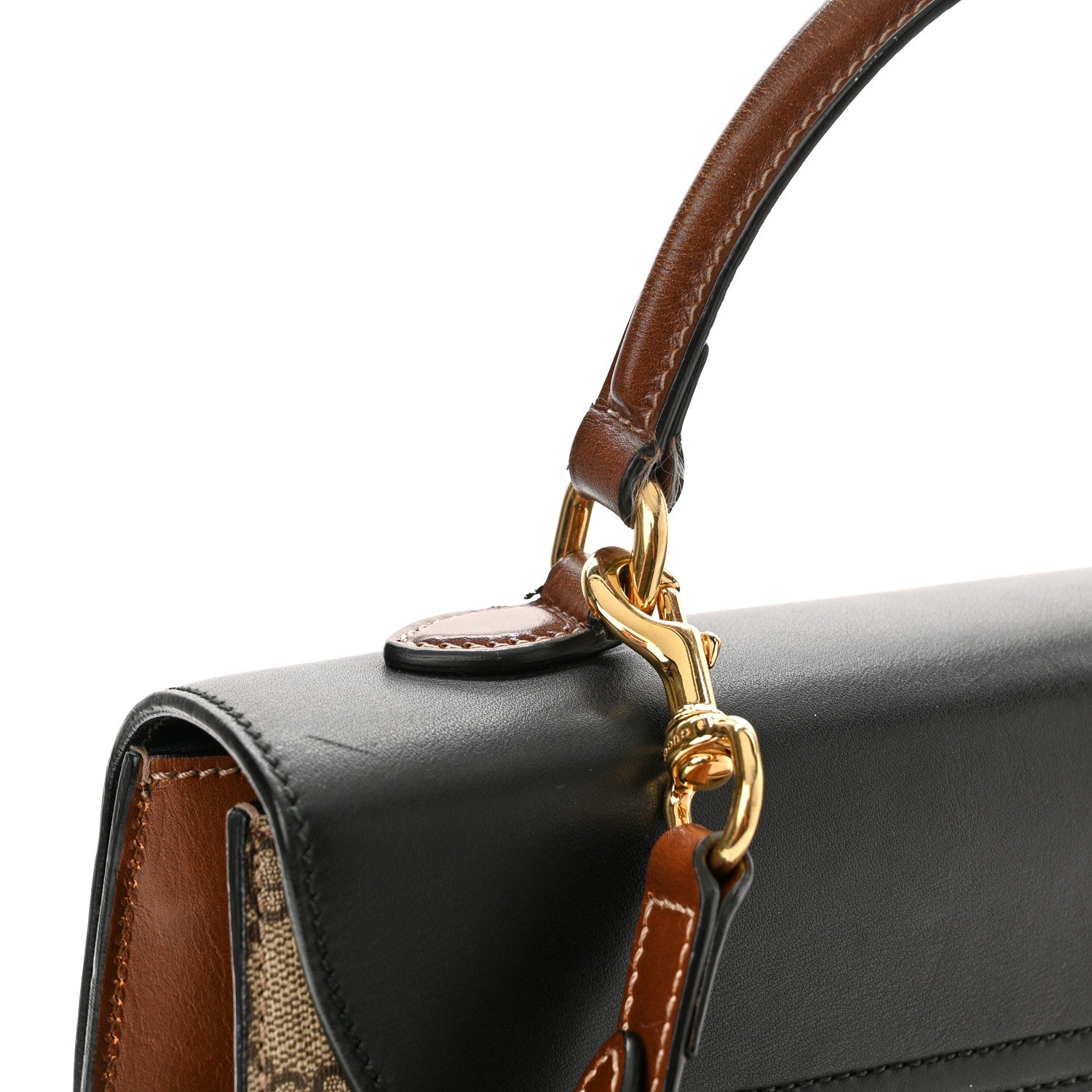 Gucci GG Supreme Monogram Calfskin Medium Padlock Top Handle Bag Beige Black Cuir 12 of 15